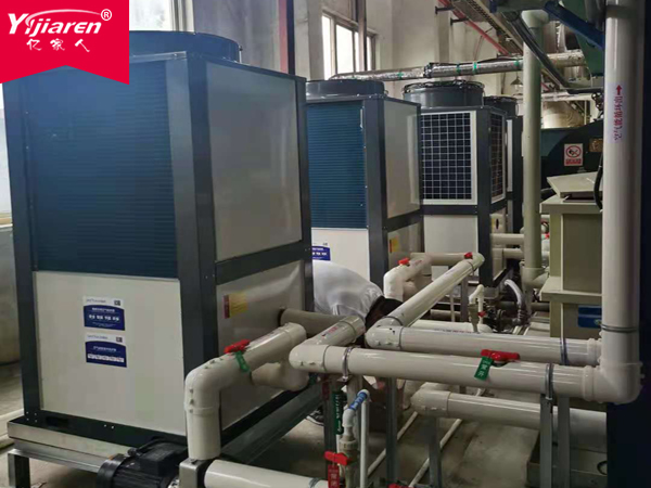 亿家人双源型制热冷回收热泵机组应用在电镀产线